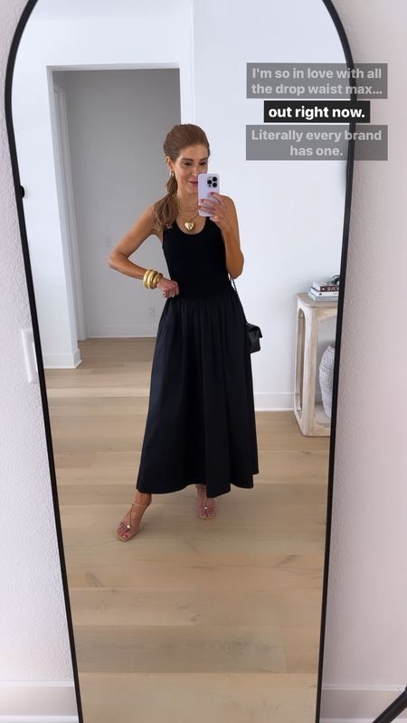 Love this blacl drop waist midi dress! Super comfy & lightweight material. Easy throw on, great for packing. Wearing xs. Shoes are way comfy too! 

#LTKFindsUnder100 #LTKShoeCrush #LTKOver40