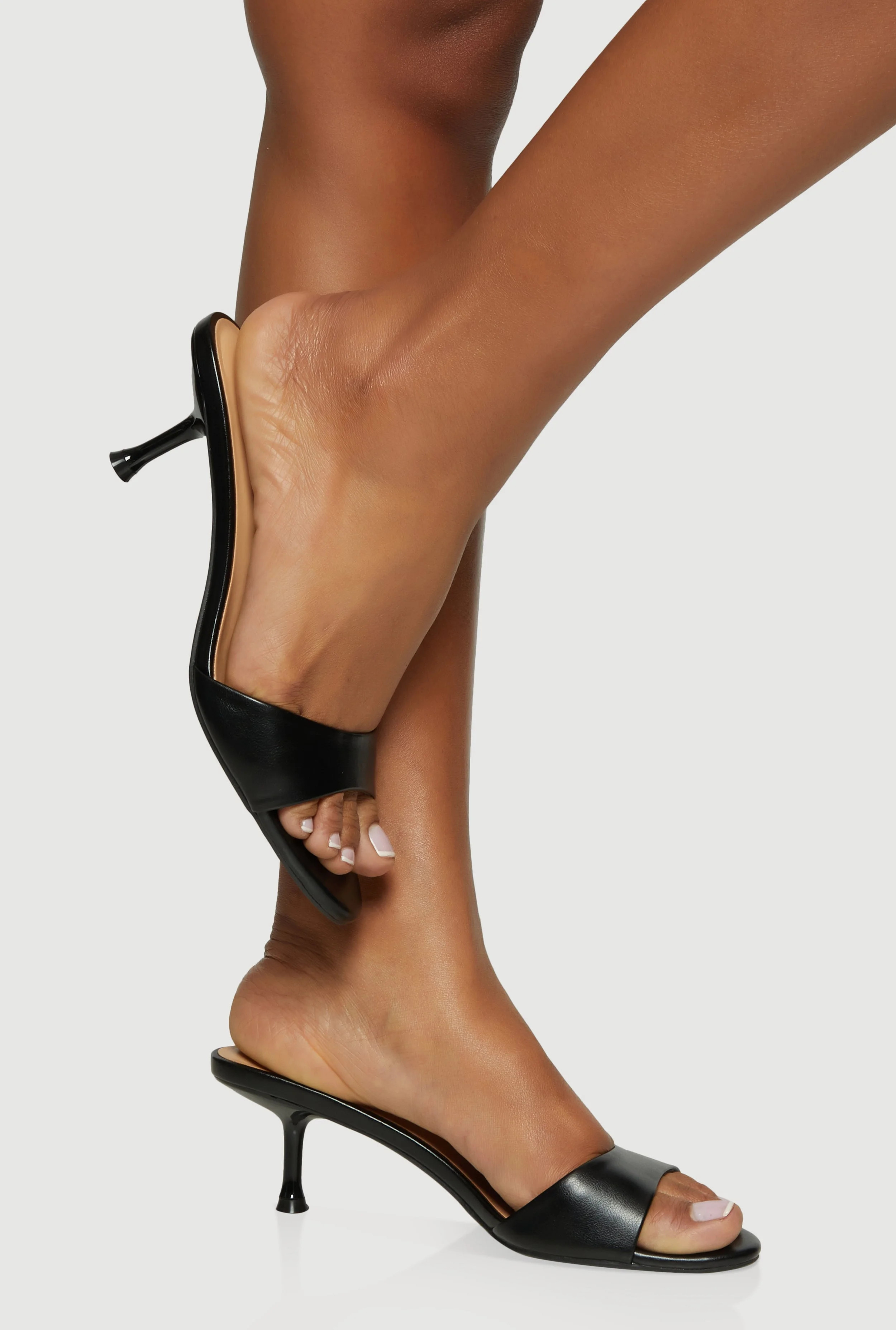 Women's Faux Leather Open Toe Spool Heel Mules | Walmart (US)
