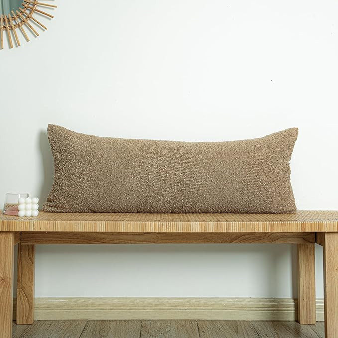 Boucle Lumbar Pillow Cover 14x36 inch, Brown Textured Throw Pillow Cover Cushion Case for Sofa Be... | Amazon (US)