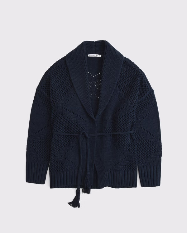 Textural Stitch Belted Cardigan | Abercrombie & Fitch (US)