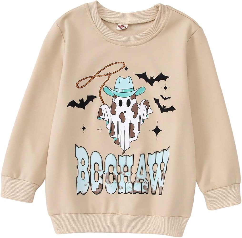 Ritatte Kids Halloween Sweatshirt Girls Boys Cute Boohaw Western Ghost Pullover Tops Long Sleeve ... | Amazon (US)