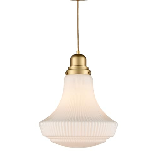 CLAXY Modern Gold Pendant Light Milk Glass Shade Kitchen Island Hanging Light Fixture Dimmable- A... | Amazon (US)