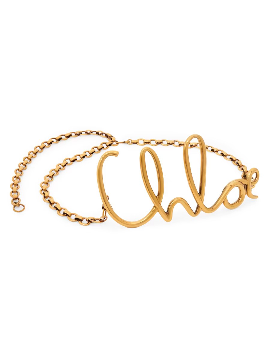 Script Logo Goldtone Belt | Saks Fifth Avenue