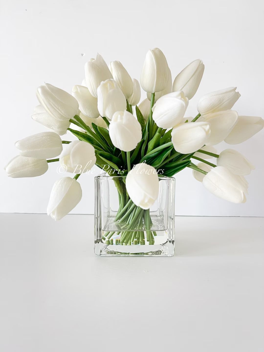 White Tulips 30 Floral Modern Arrangement Realistic Touch - Etsy | Etsy (US)