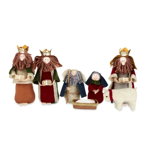 Holiday Time 8-Piece Assorted Colors Fabric Nativity Scene - Walmart.com | Walmart (US)
