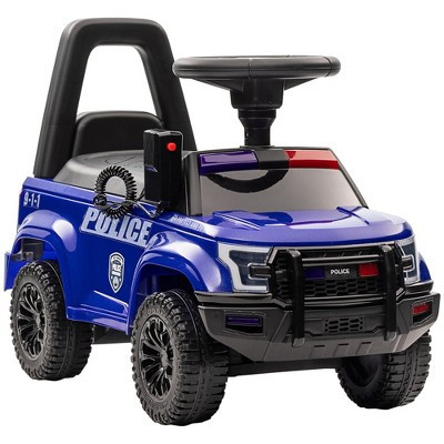 Aosom Kids Police Ride On Push Car with Megaphone and Horn, Little Kids Ride-on Toy with Storage, Scoot Ride-on Vehicle for 1.5-5 Years Old, Blue | Target