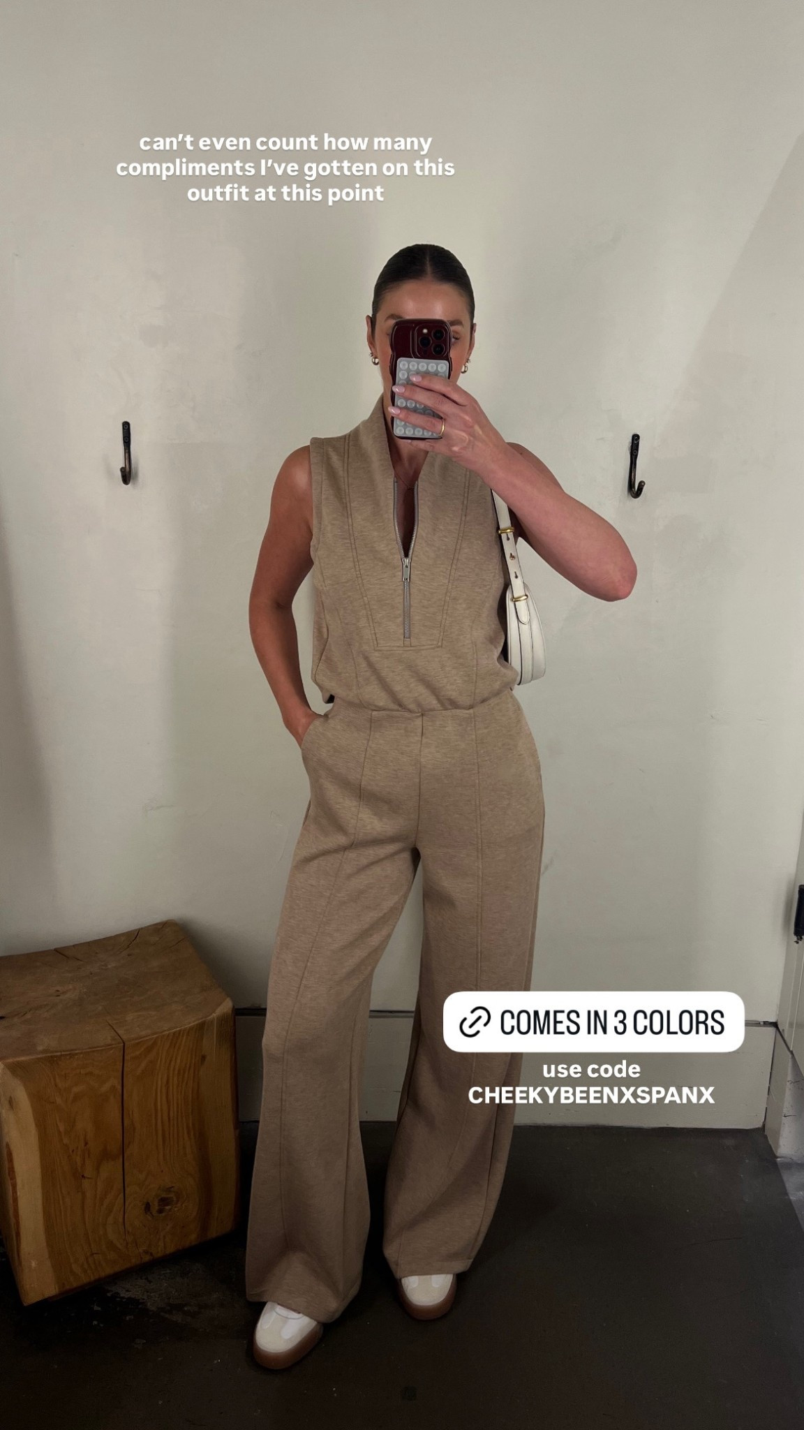 Can’t even tell you how many compliments I’ve gotten on this jumpsuit. Wearing a size small! Comes in other colors - code CHEEKYBEENXSPANX works for 15% off! 