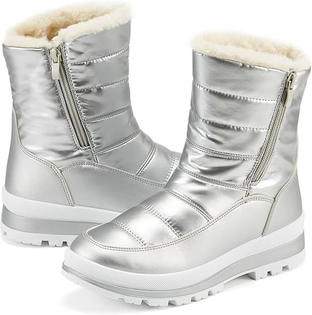 Women's Winter Snow Boots Fur Lined Warm Boot Zipper Water Resistant Outdoor Booties… | Amazon (US)