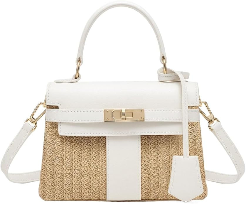 Straw Woven Women's Purse Vacation Box Handbag, Beach Crossbody Bag,Fashion Summer Shoulder Beach... | Amazon (US)