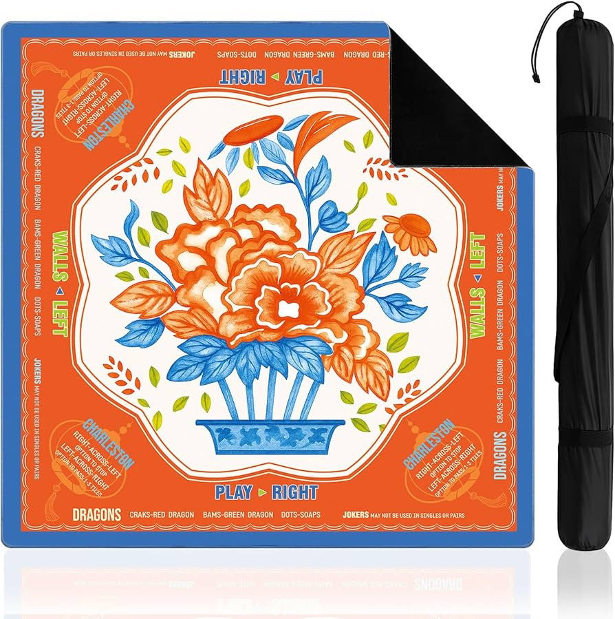 Soulchen Orange and Blue American Mahjong Mat with Rules for Table, No Creases, Ships Rolled, 31.... | Amazon (US)