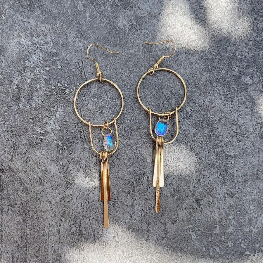 Boho Style New Arrival Simple Hollow Out Long Fringe Pendant Earrings, Personality Women's Ear Je... | SHEIN