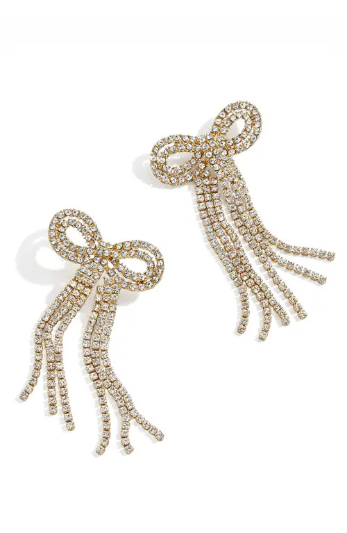 BaubleBar Nicci Pave Bow Drop Earrings in Clear at Nordstrom | Nordstrom