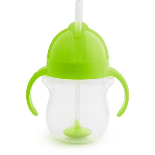 Munchkin Any Angle Sippy Cup for Toddlers, Spill Proof Weighted Straw Cup with Transition Handles for Babies 6 Months and Up, 7 Ounce, Green | Amazon (US)