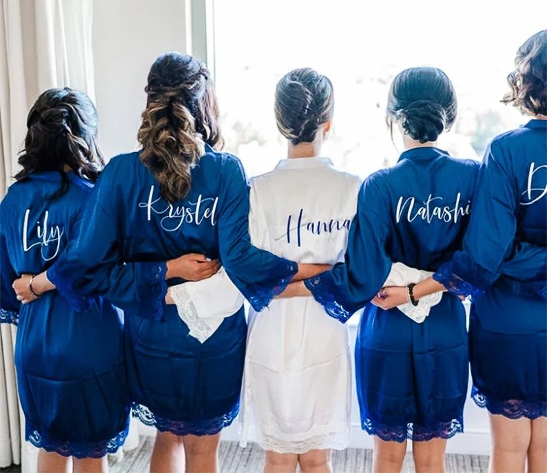 Bridesmaid Robes, Bridesmaid Proposal, Bridal Shower Robes, Blue Bridesmaid Robes, Getting Ready ... | Etsy (US)