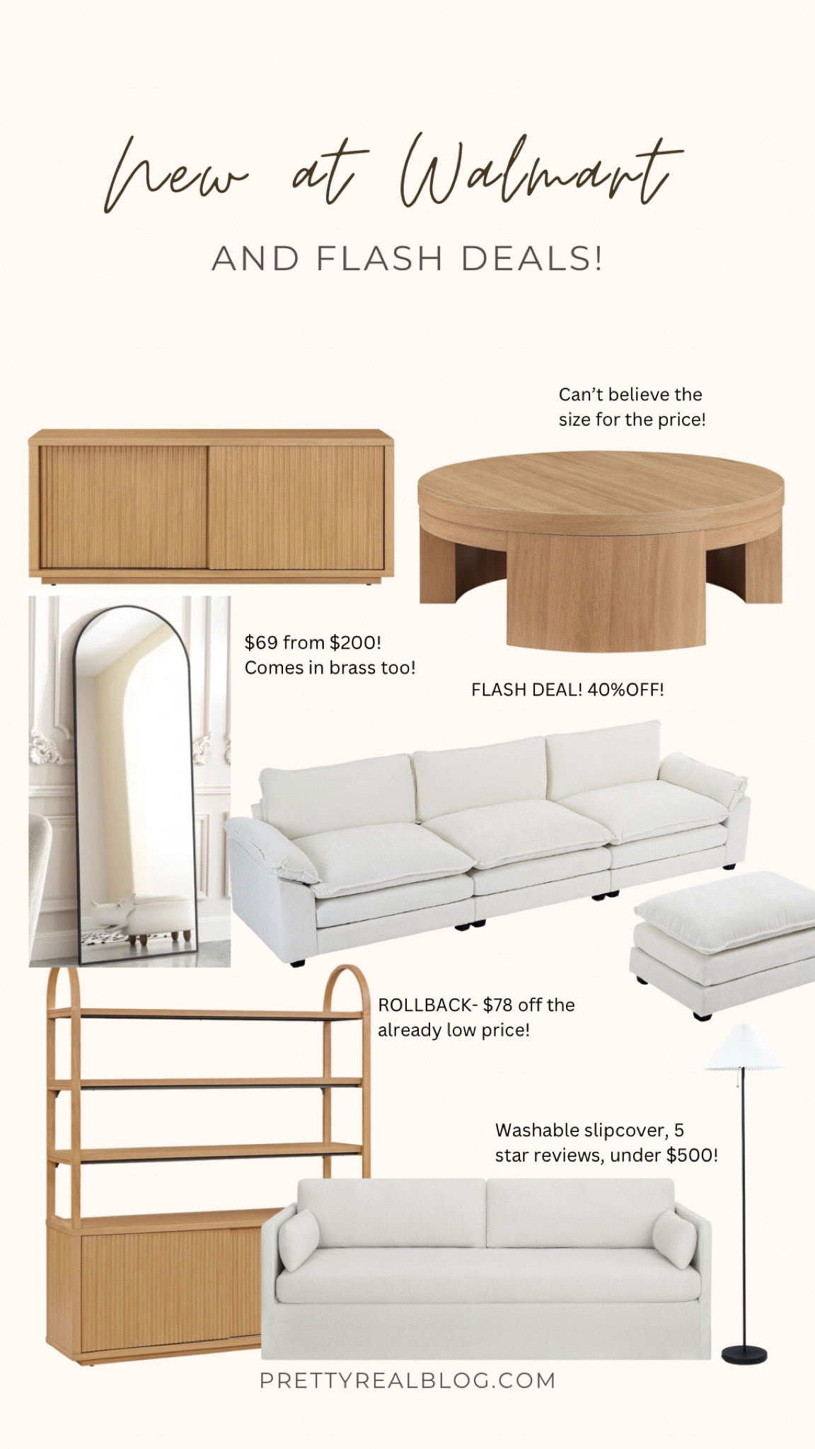 Coffee table, console, tv stand, large round coffee table, washable slipcover sofa (under $500!), tv stand, entertainment stand, large sectional (under $600!), neutral home decor, arch mirror, drew Barrymore for Walmart, Walmart finds 

#LTKfamily #LTKhome #LTKHolidaySale