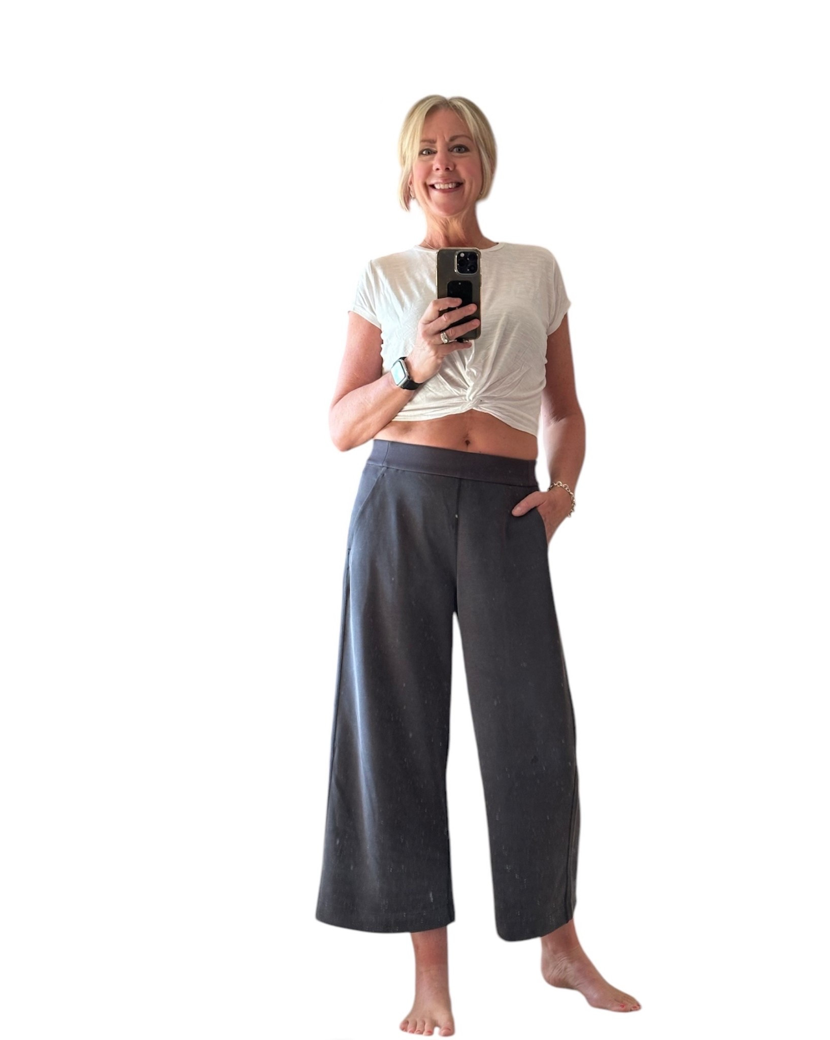 Between seasons?  These cropped soft stream pants from Lululemon will take you everywhere !  From the gym .. to yoga … running errands …. Out for lunch !  
They are so soft and comfortable  
They have a pull cord inside waist band ( hidden )   And deep side pockets .   Wide leg with finished hem . Two vertical seams down the back of the each pant leg .   
I believe  they come in two shades -  black and oatmeal . 
The material is so soft and luxurious 

Wear them with runners or sandals as the season warms up ! 

Cropped pant @lululemon 

#lululemon
#croppedpqnt
#springwear
#fitness
#yoga
#fashionablesixties
#over50style

#LTKspring #LTKover50style #LTKcanada