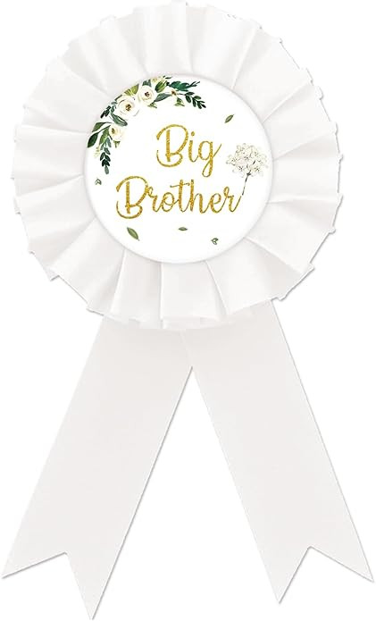 White Big Brother Tinplate Pin - Greenery Rosette Button for Birthday, Eucalyptus Leaves Award Pi... | Amazon (US)