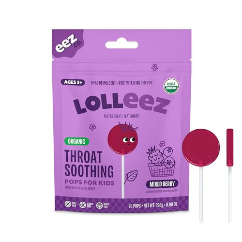 Lolleez by EEZ Co. Organic Throat Soothing Pops for Kids, Mixed Berry, 28ct | Amazon (US)