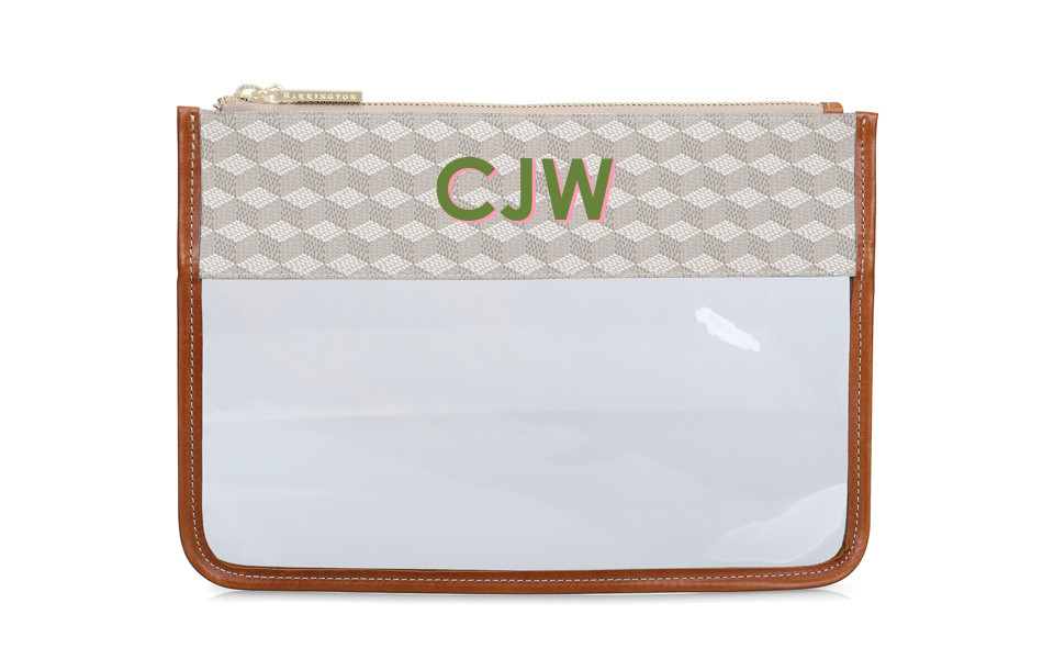 Clear Katie Pouch - Monogram Stripe | Barrington Gifts