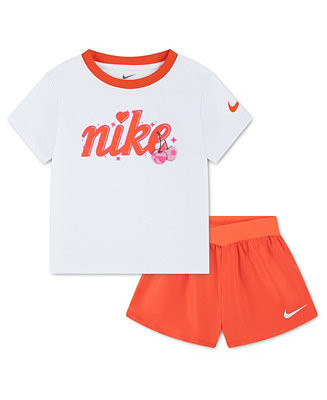 Nike Girls' 4-6X Crewneck T-Shirt and Crossover Shorts, 2-Piece Set - Macy's | Macy's