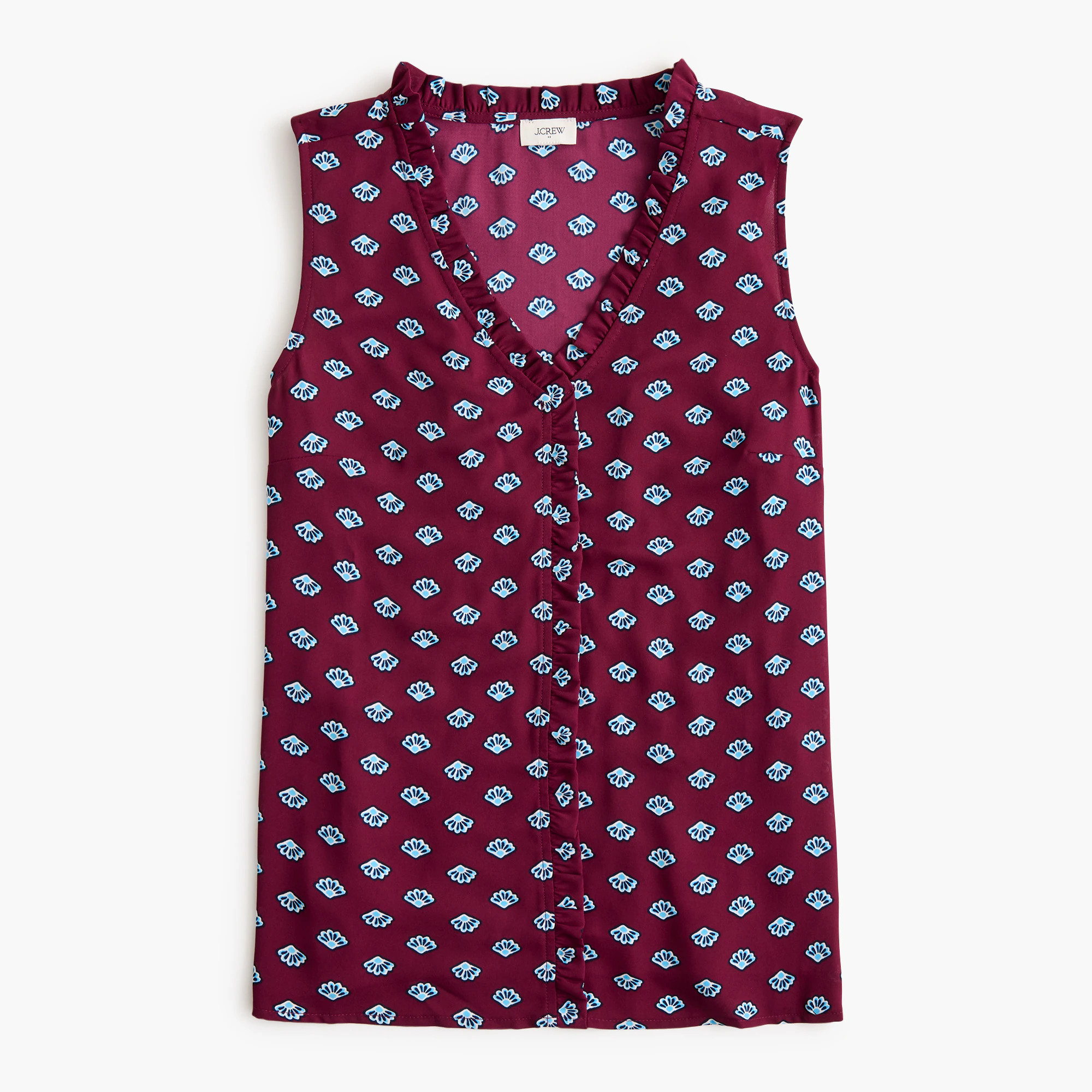 Printed V-neck ruffle top | J.Crew Factory