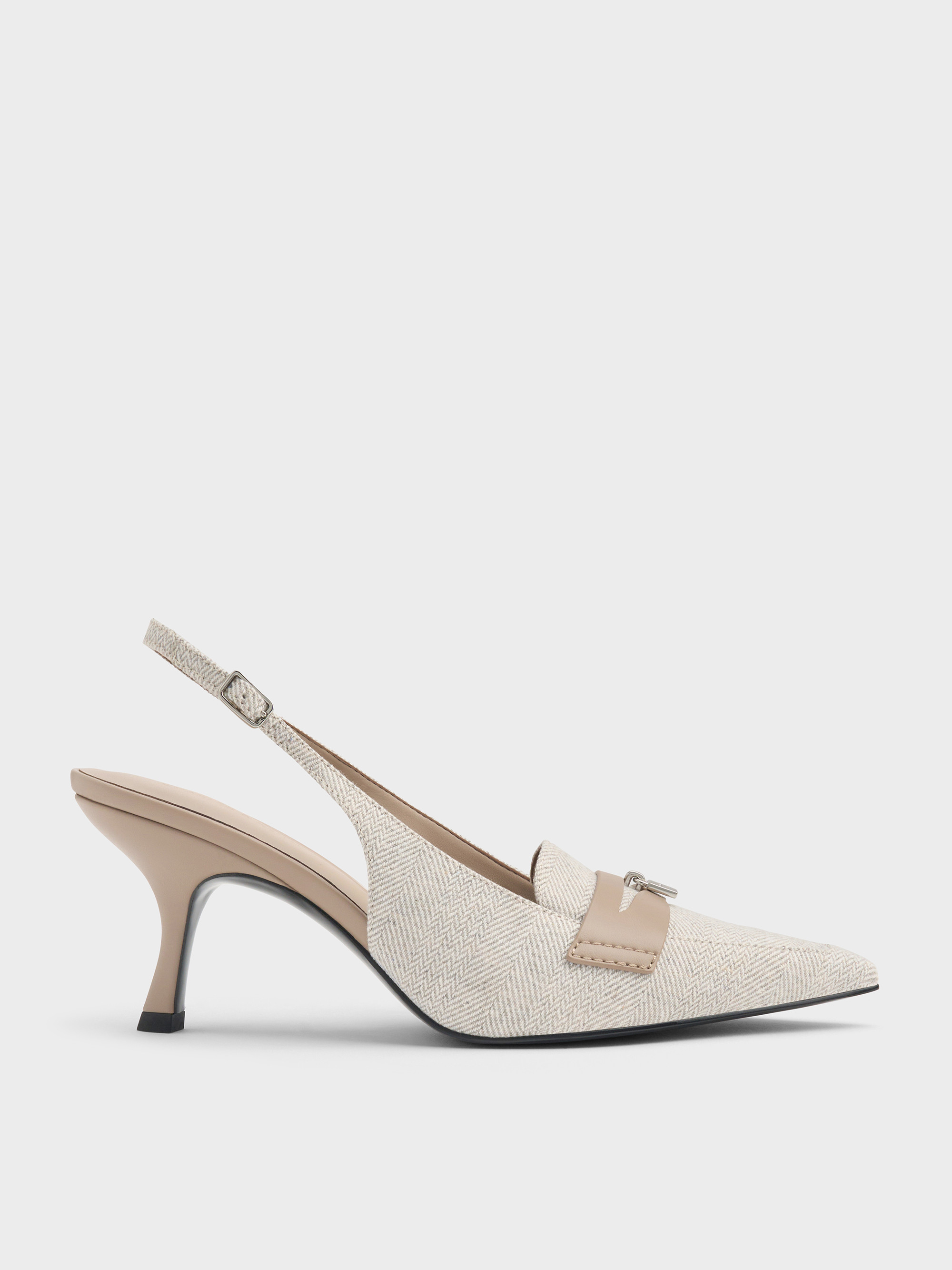 Light Grey Griselda Two-Tone Slingback Pumps | CHARLES & KEITH UK | Charles & Keith UK