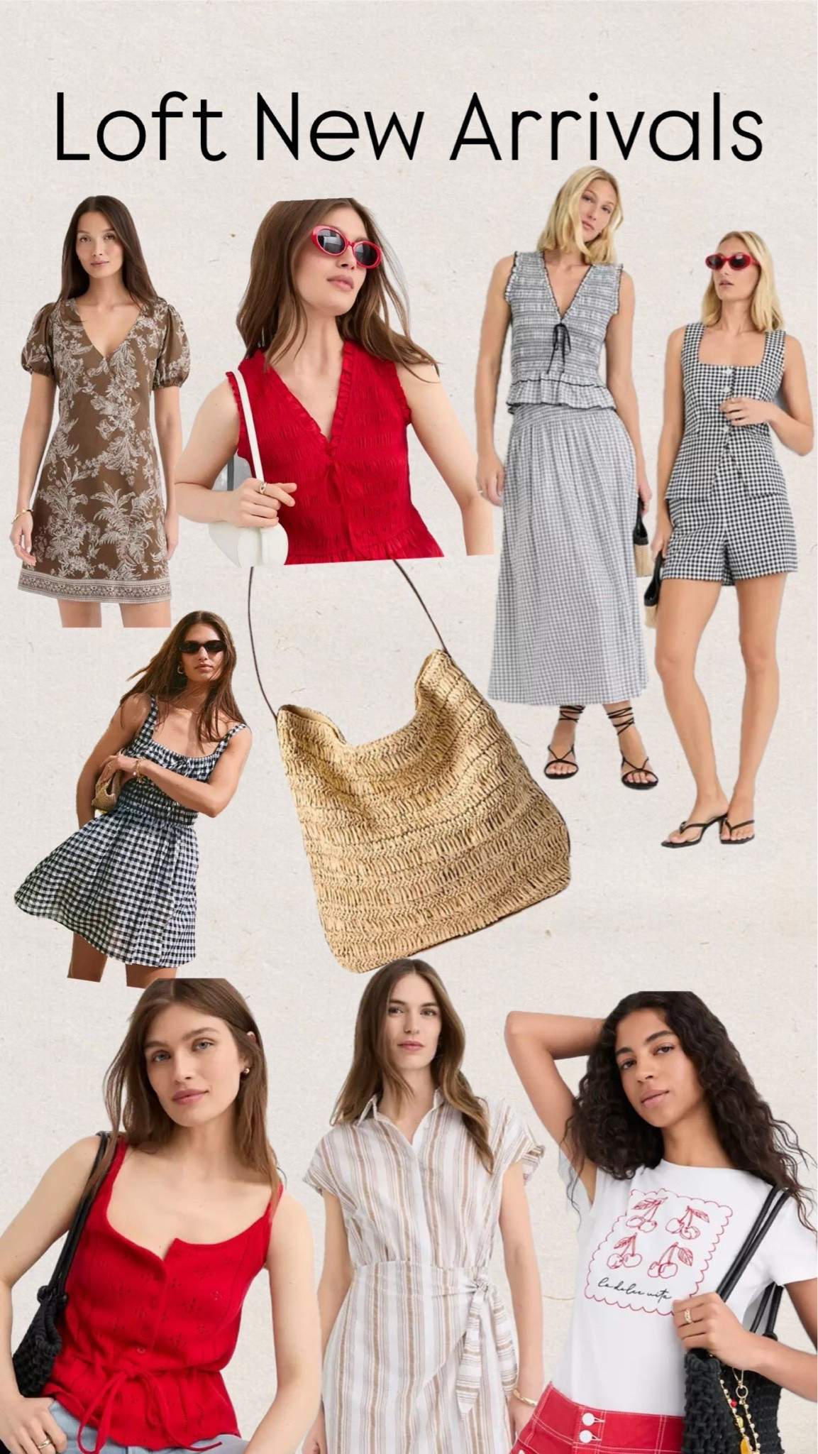 Loft new arrivals
raffia bag
Spring outfit
Summer outfit
Vacation outfit
Matching set
Gingham
Dress
Top
Red