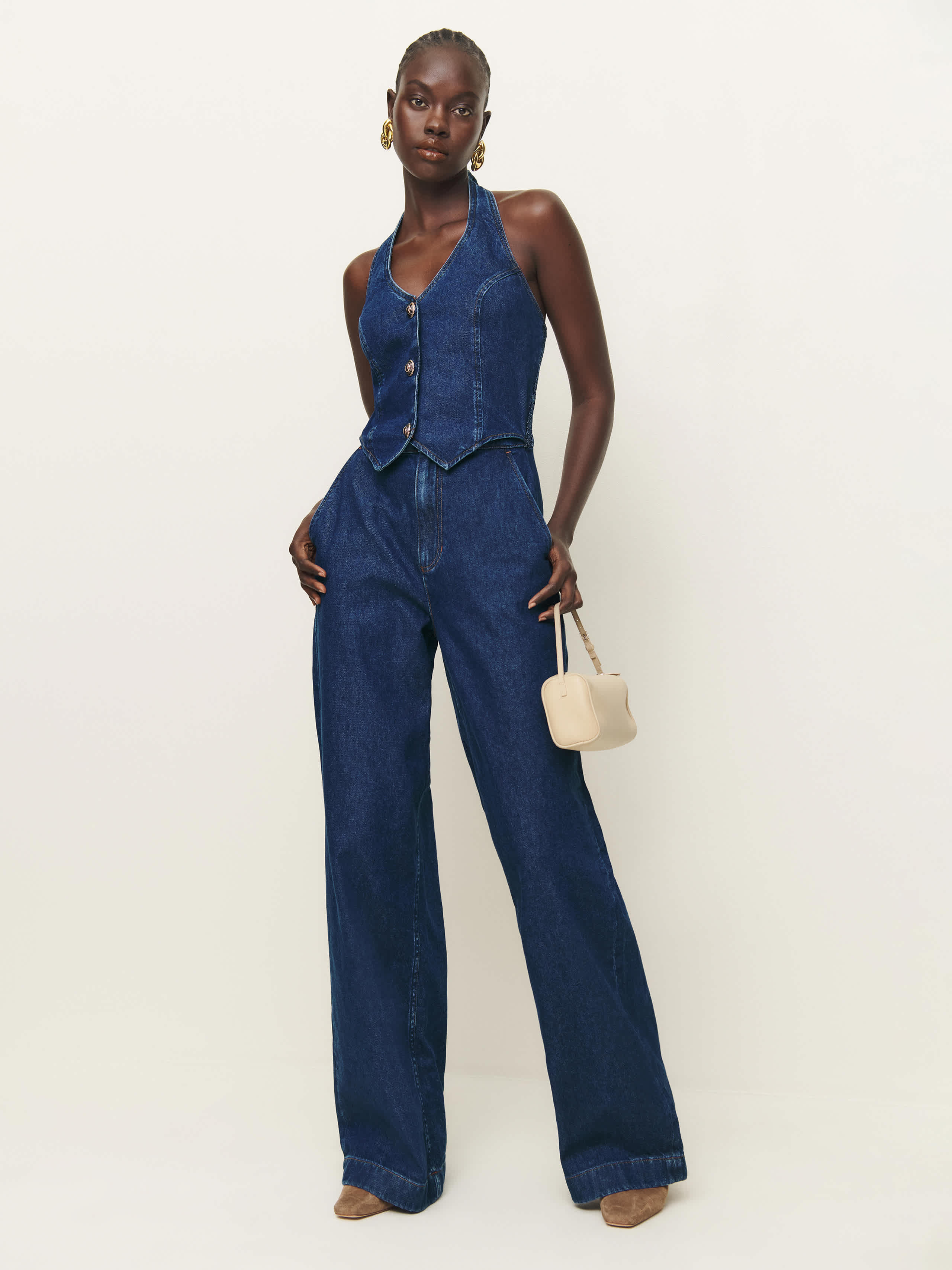Lorenza Denim Jumpsuit | Reformation (Global)