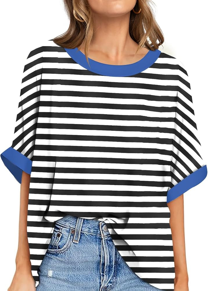 UEU Women Oversized T-Shirt Loose Fit Workout Tops Short Sleeve Gym Basic Tee Shirt | Amazon (US)