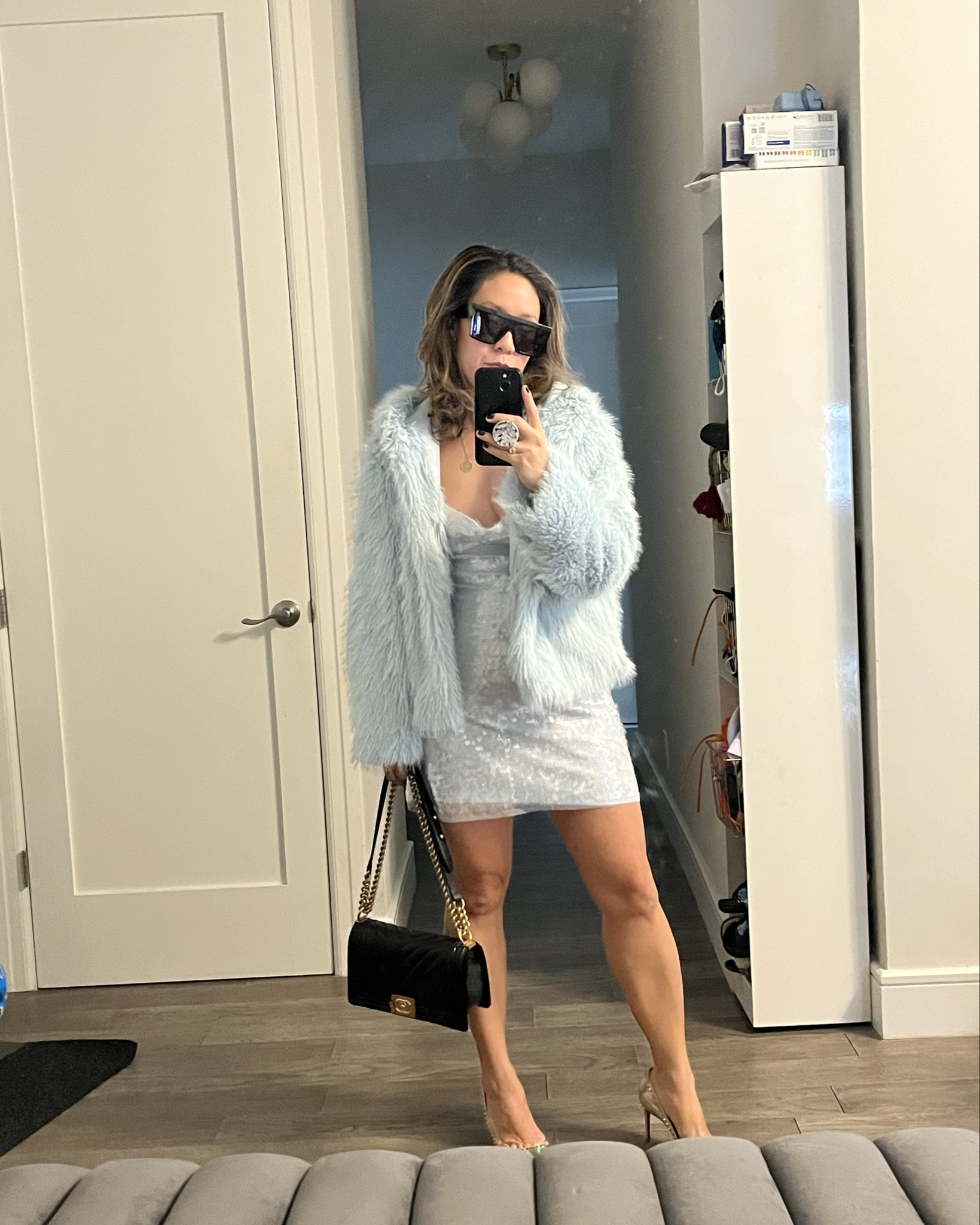 Holiday outfit. Holiday look. New Year’s Eve party. Faux fur and sequins. I’m wearing an xs in everything. Dress is mini length. I’m 5’2” for reference.

#LTKHoliday #LTKFindsUnder50 #LTKootd