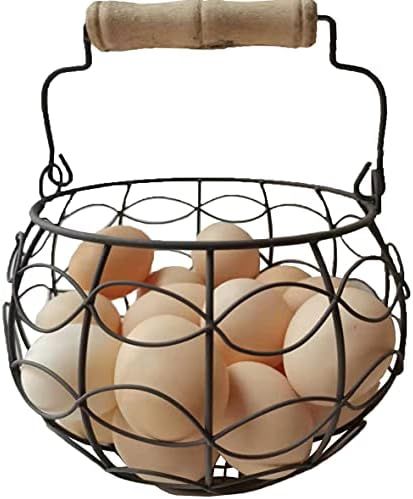 Round Chicken Wire Egg Baskets,Rusty Color,LINCOUNTRY Rustic Metal Egg Baskets For Fresh Eggs With H | Amazon (US)