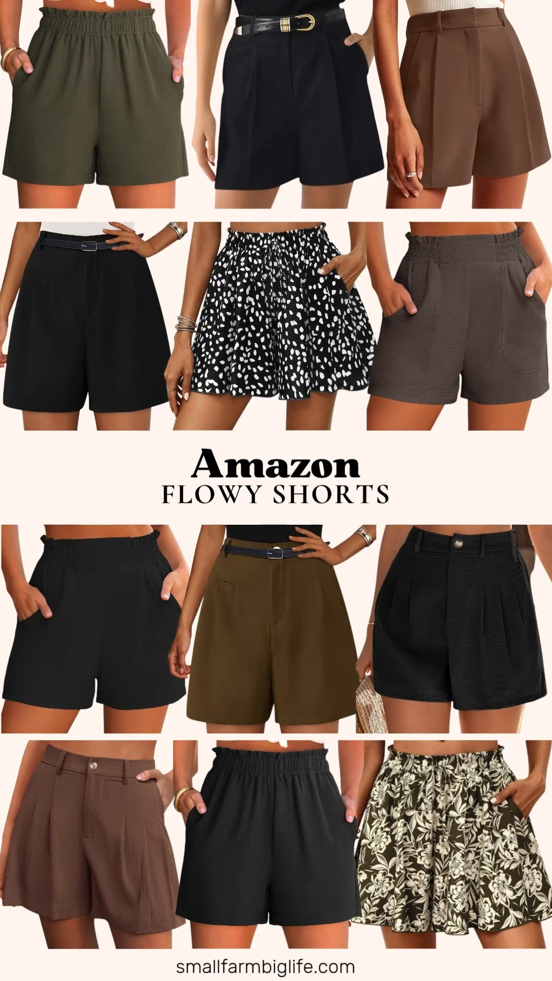 These flowy high waisted shorts are exactly the kind of comfortable, elastic waist style I keep reaching for this summer. Flowy, elastic waist shorts have been outperforming everything else in my shorts roundups lately, and it is easy to see why once you try a pair.
I am loving the black and dark khaki PRETTYGARDEN elastic high waisted wide leg work shorts for a business casual look with pockets, and the black and white dot and army green floral PRETTYGARDEN flowy ruffle shorts for an easy beach vacation outfit. The black and brown PRETTYGARDEN pleated tailored shorts with the zipper button detail are perfect for a slightly more polished look.
For more wide leg options, the black and brown NIMIN pleated trouser shorts are great for work or weekend, and the black, coffee, and army green ANRABESS elastic high waisted shorts are lightweight, airy, and so comfortable for hot summer days.
Shop all of my favorite flowy shorts from Amazon linked in this post. 

 #LTKootd #LTKOver40 #LTKWorkwear