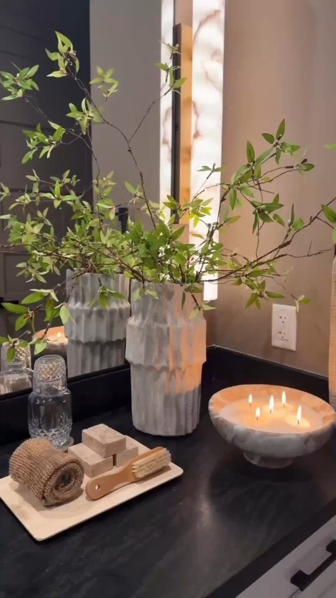 A little bathroom counter refresh featuring my favorite modern decor pieces. A faux plant in a ceramic vase, a cozy candle, and a sleek water carafe. Simple, minimal touches that make the whole space feel elevated and spa‑like 🤍✨



#bathroomdecor #bathroomaesthetic #bathroomorganization #counterdecor #modernbathroom #neutraldecor #aestheticdecor #amazonhome #amazonfinds #founditonamazon #homedecorinspo #summerthompsonstyles


#LTKHome #LTKselfcare #LTKdayinmylife