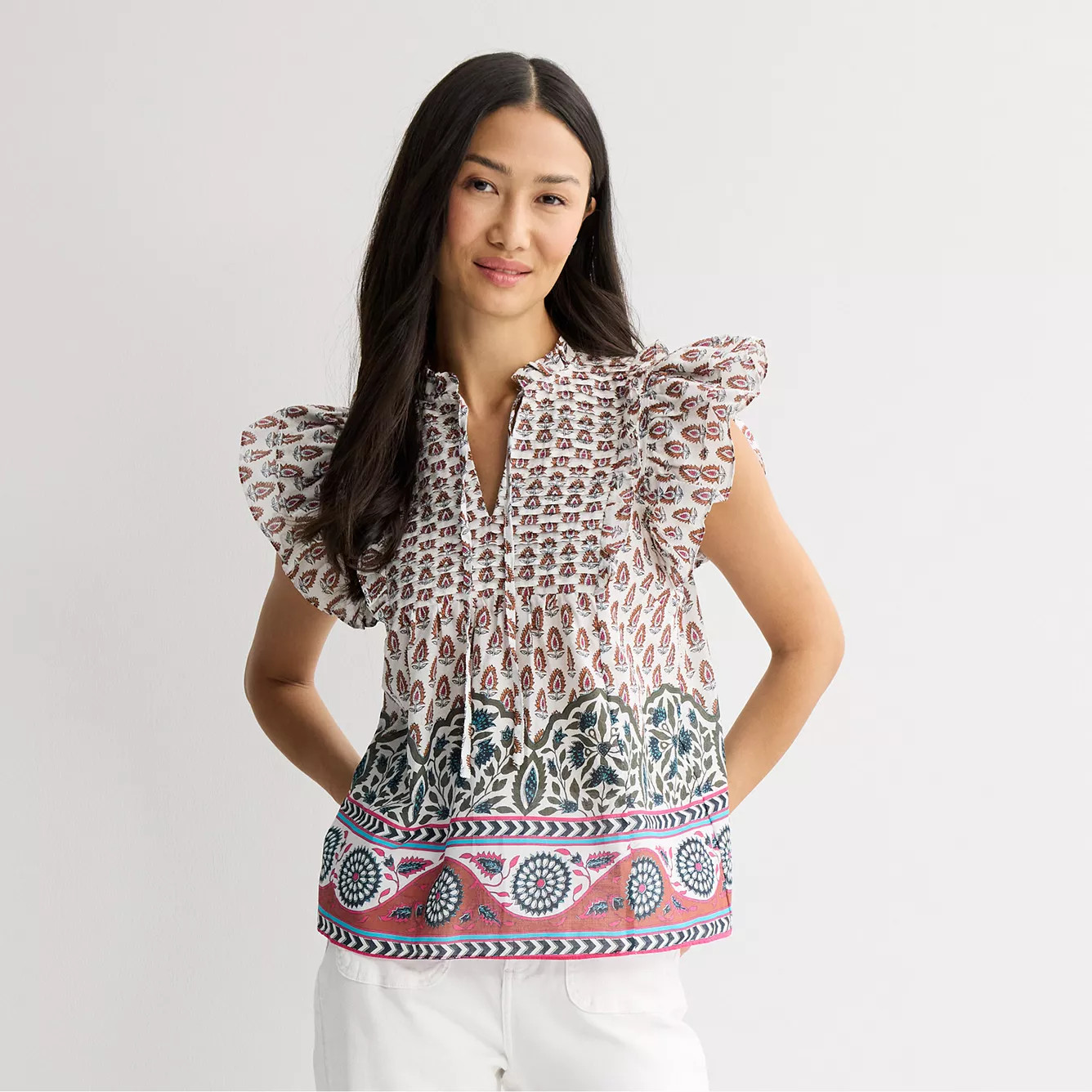 Women's Farmers Market Flounce Sleeve BlouseFarmers Market | Kohl's