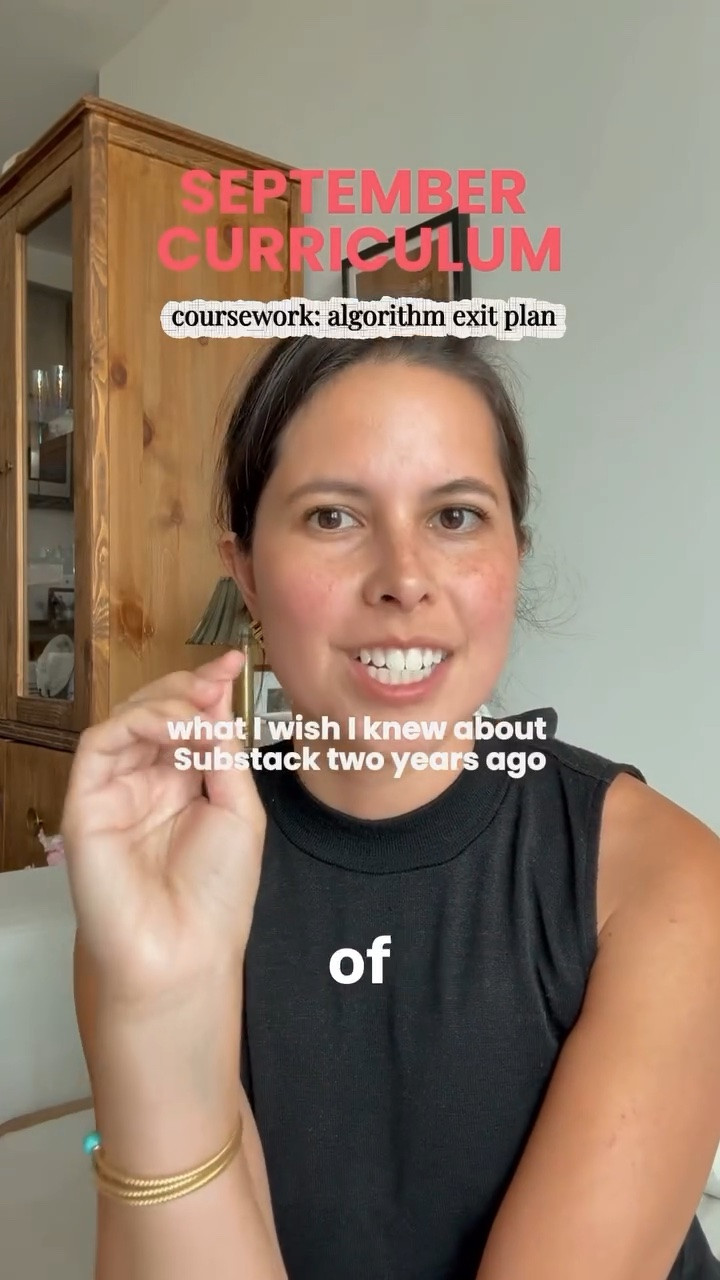 Prerequisite: one bad month of reach and the panic that followed.
Your Algorithm Exit Plan Lesson One

Can we all agree to normalize talking about how terrifying it is to have your income attached to a number you do not control…aka your monthly reach and followers on Instagram?

That’s why we’re making Substack our Algorithm Exit Plan.

Here’s the structural difference: On Instagram you audition every single day for reach that hopefully brings in followers and we cannot ignore the stress of posting a paid collab and holding your breath to see if it gets a lower reach than you’re used to getting on an organic post.

On Substack, when someone subscribes, the post lands in her inbox whether or not any algorithm feels like landing you on the right side of the internet. 

I became a top 100 rising paid writer in fashion and beauty seven times in my first year over there, and this year the goal is to match what I make in partnerships on Instagram. I’m documenting the whole thing.

Your homework: create your Substack account, nail down your content pillars, post a Substack note (even if you’ve never posted a Substack article before) and let me know what’s stopping you from making your first Substack post.

Class dismissed. 

Substack for creators, algorithm exit plan, creator income, brand partnerships, Substack growth, full time creator