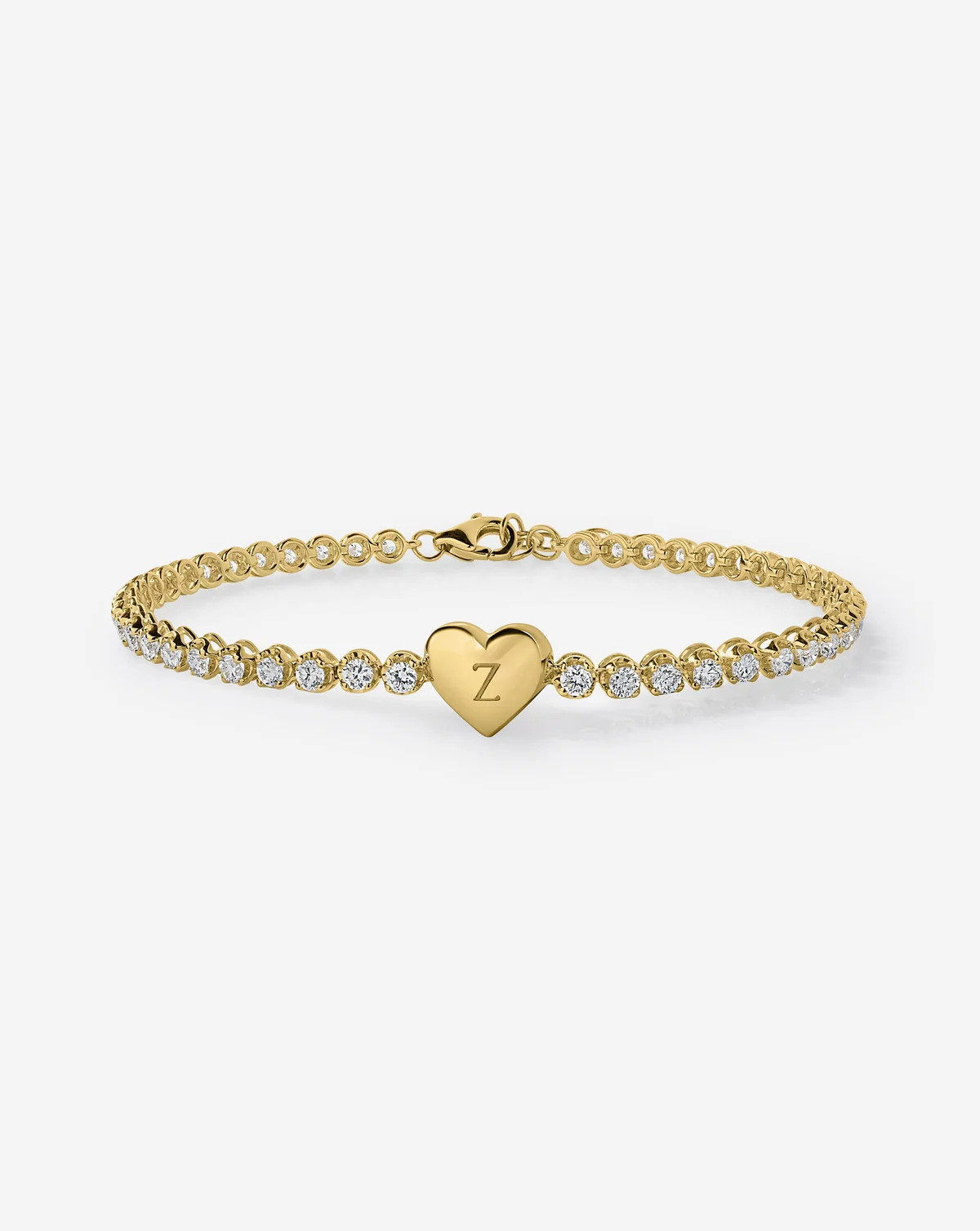 Engravable Heart Lab Diamond Tennis Bracelet | Ring Concierge