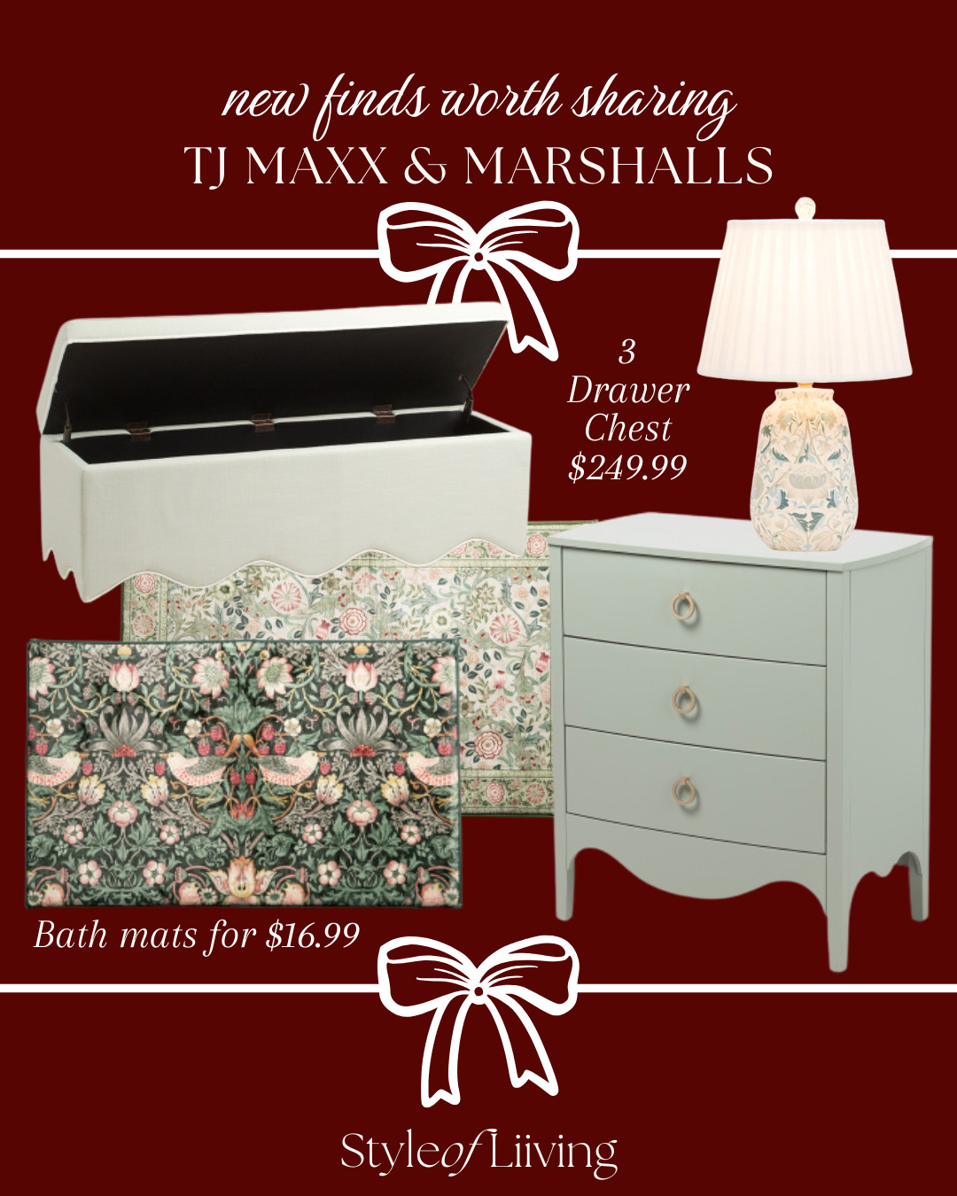 New finds from TJ Maxx and Marshalls! Scalloped edge bench, nightstand, side table, table lamp, bath mats.
#tjmaxx #marshalls #homedecor #furniture 

 #LTKHome #LTKSaleAlert
