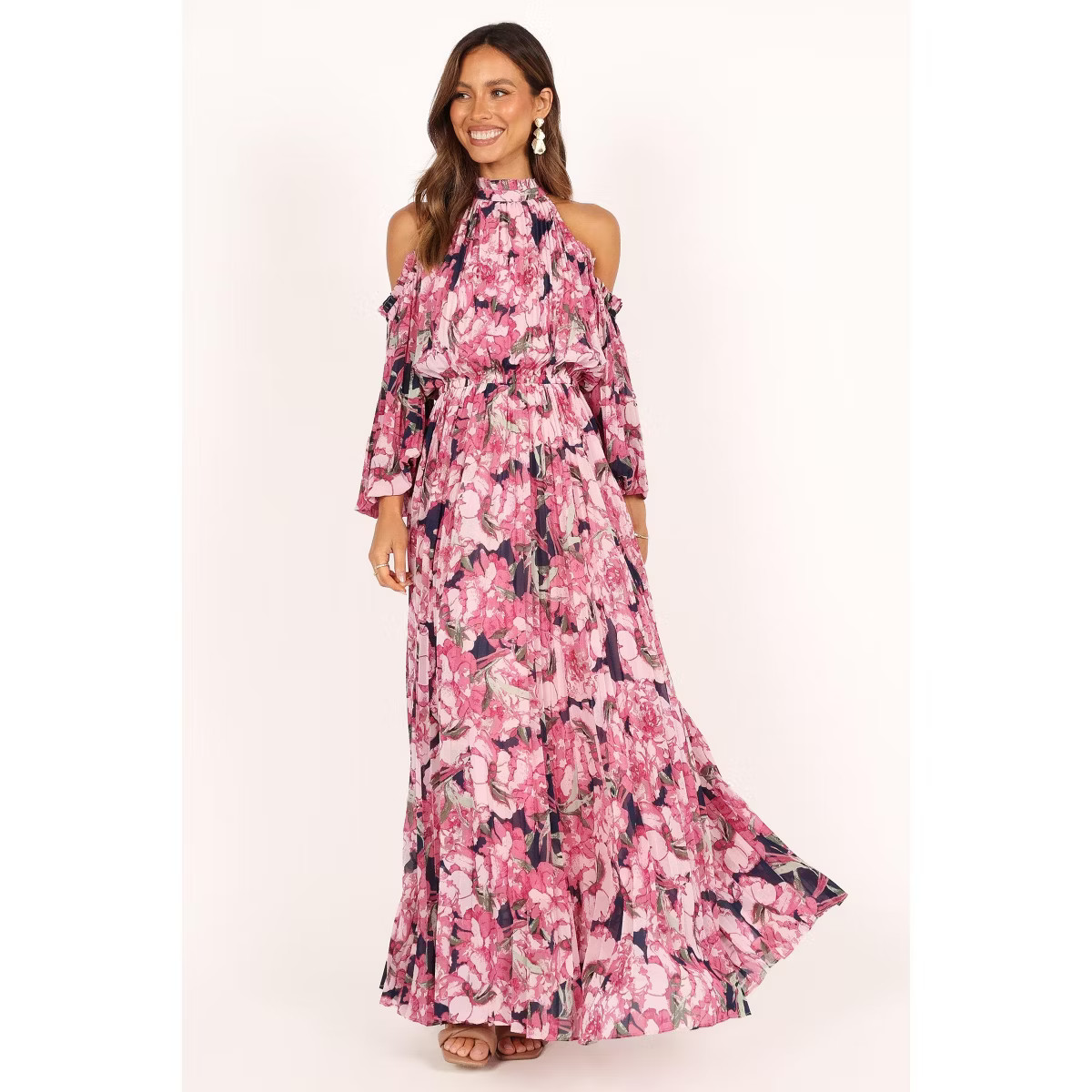 Petal and Pup Womens Hilary Pleated Maxi Dress - Pink Floral S | Target
