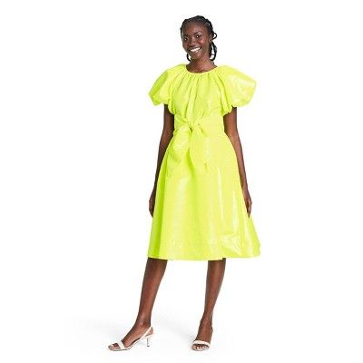 Puff Sleeve Tie Waist Volume Dress - Christopher John Rogers for Target Yellow | Target