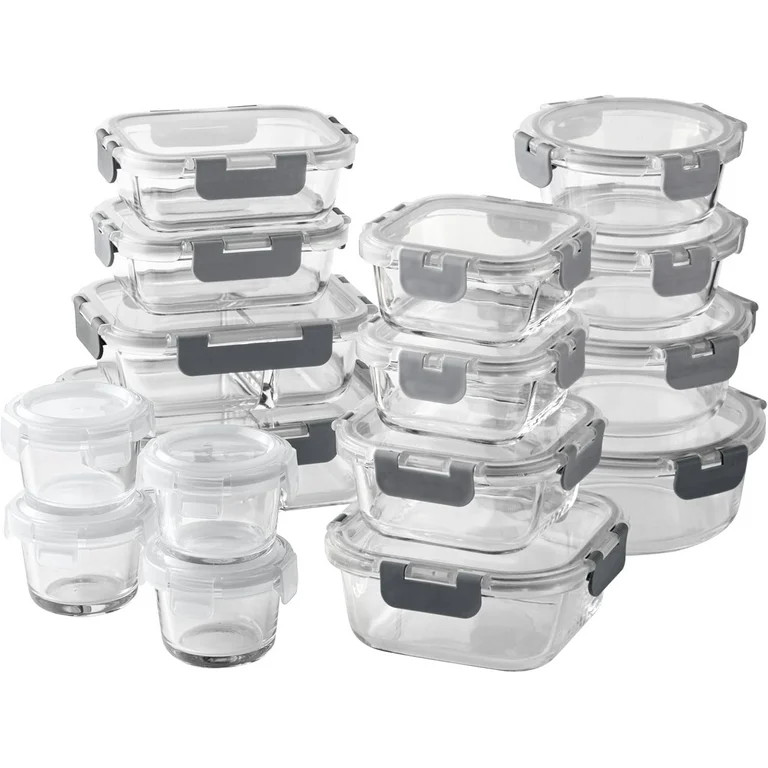 COOK WITH COLOR Premium 32-Pc. Borosilicate Glass Food Container Set with Dividers - 4 Rectangles... | Walmart (US)