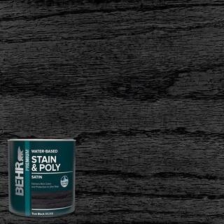 1 qt. TIS-083 True Black Satin Semi-Transparent Water-Based Interior Wood Stain and Poly in One | The Home Depot