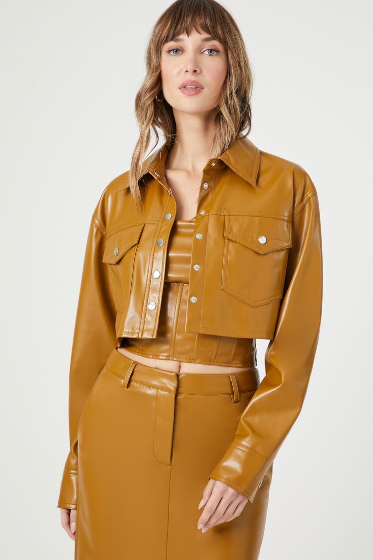 Cropped Faux Leather Jacket | Forever 21 (US)