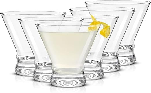 JoyJolt Stemless Martini Glasses. Cocktail Glasses Set of 6. 8oz Glasses. Footed Margarita Glasse... | Amazon (US)