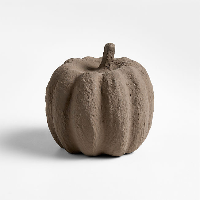 Monroe Small Wide Paper Mache Pumpkin | Crate & Barrel | Crate & Barrel