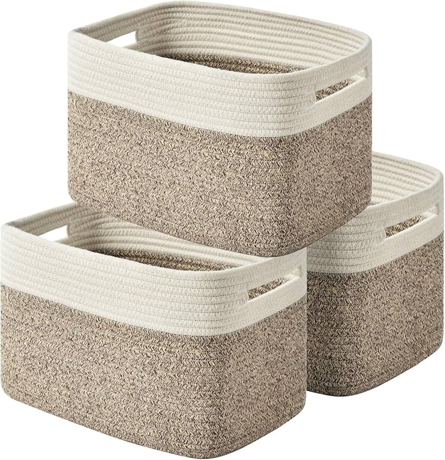 Storage Basket,Woven Baskets for Storage,Cotton Rope Baskets for Organizing,decorative Baskets fo... | Amazon (US)