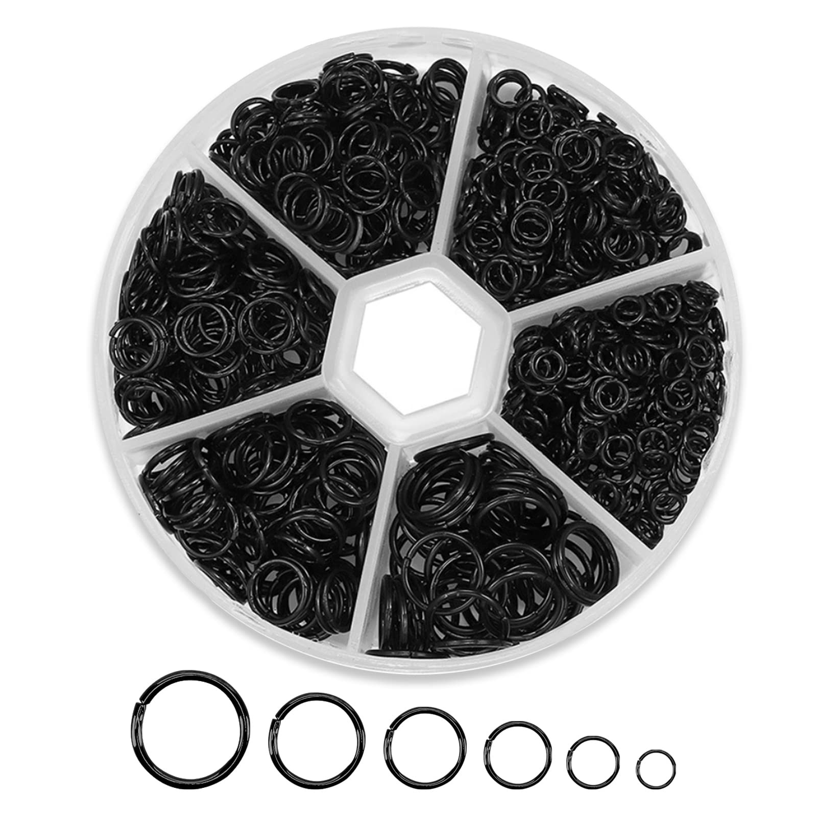 1000Pcs Black O Ring Connectors Metal Open Jump Rings Set 304 Stainless-Steel Jump Rings for Jewelry Making Connectors 4mm 5mm 6mm 7mm 8mm 10mm (Black) | Amazon (US)
