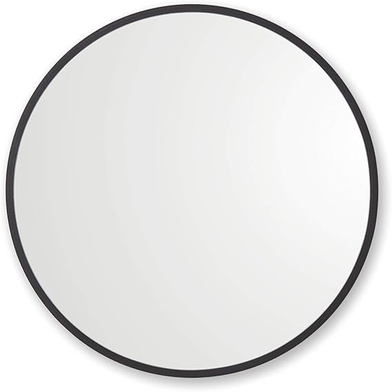 Better Bevel 24” x 24” Black Rubber Framed Mirror | Round Bathroom Wall Mirror | Amazon (US)