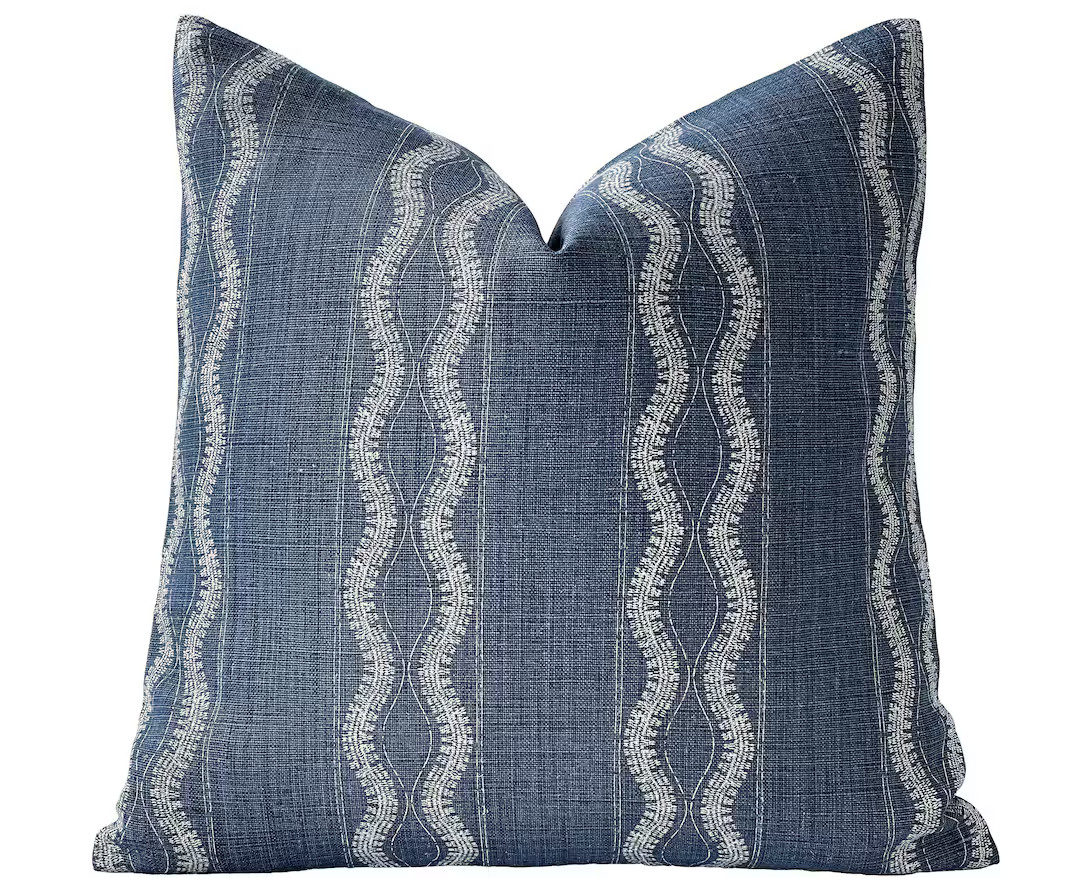 Peter Dunham Zanzibar Pillow Cover in Indigo Blue, Decorative Throw Pillow, Designer Pillows - Et... | Etsy (US)