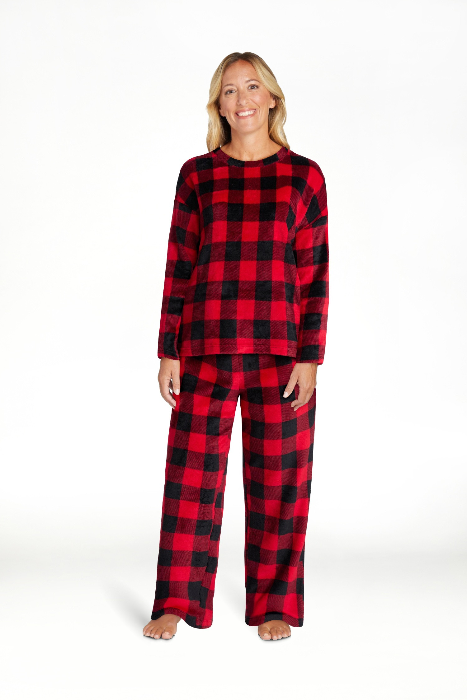 Joyspun Women's Folded Giftable Plush Long Sleeve Top and Pants Pajamas Set, 2-Piece, Sizes S-3X | Walmart (US)