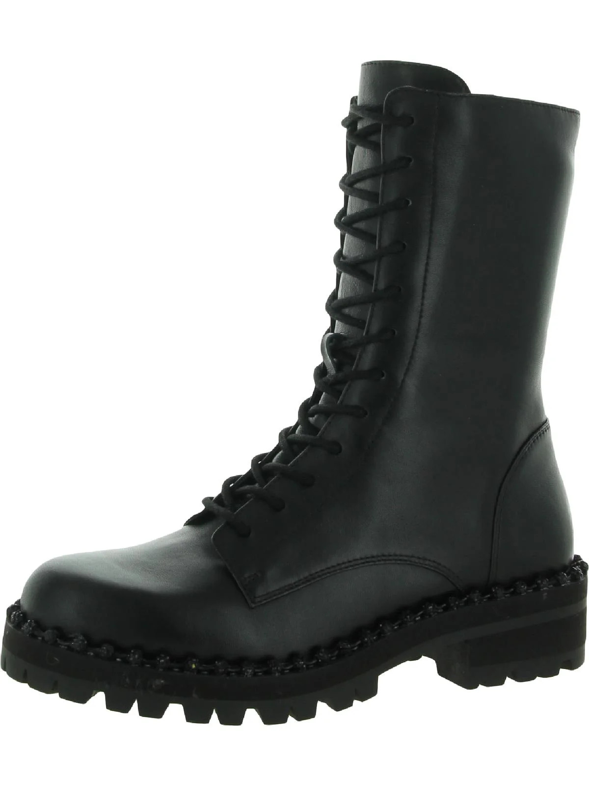 Steve Madden Womens Conrad Leather Embellished Combat & Lace-up Boots - Walmart.com | Walmart (US)